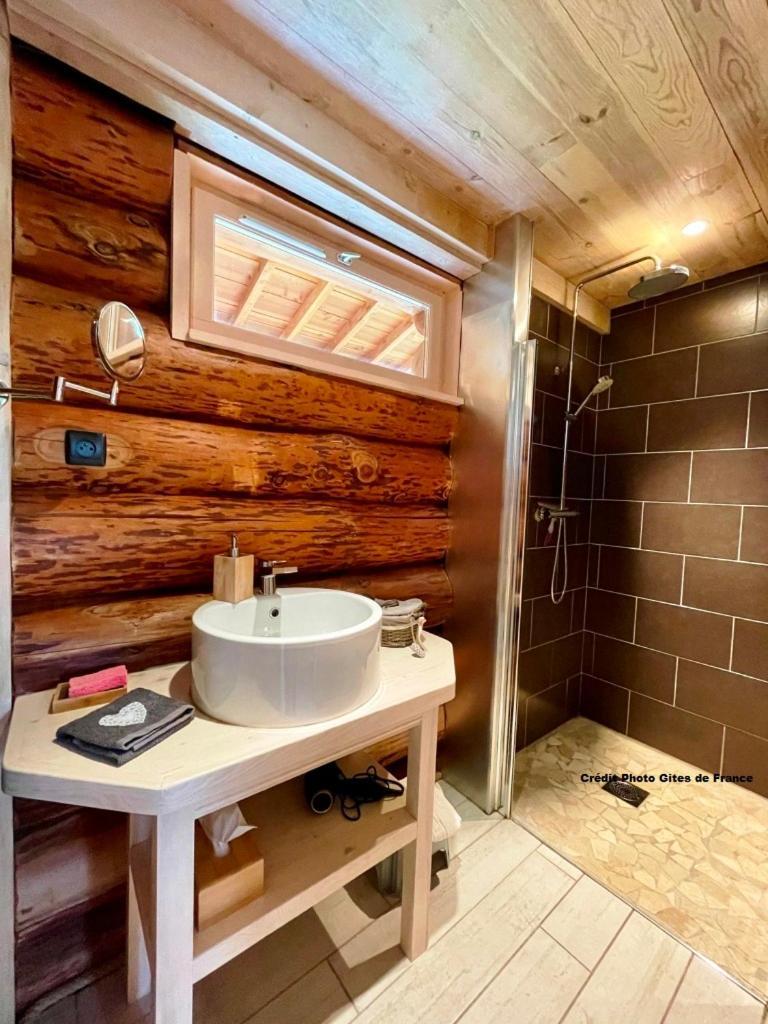 Pialous:Chalet en rondins avec Espace Détente La Chapelle-d'Aurec Exterior foto